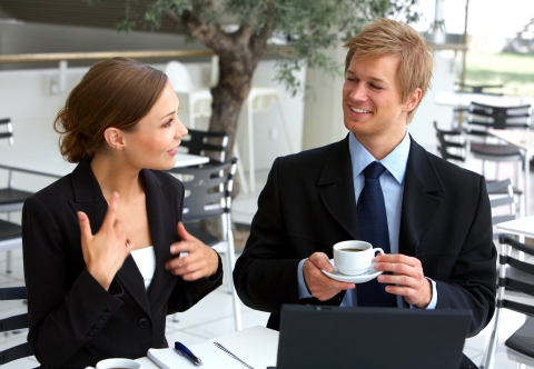 businesswoman consulting a partner